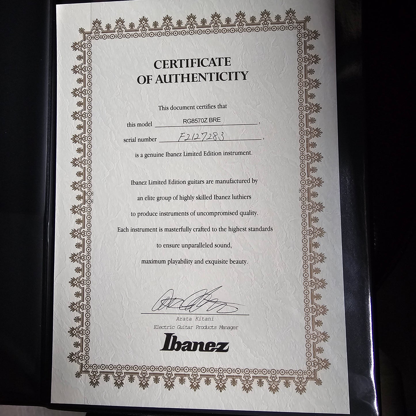 Ibanez RG8570Z-BRE J. Custom with Ebony Fretboard 2021 - Black Rutile