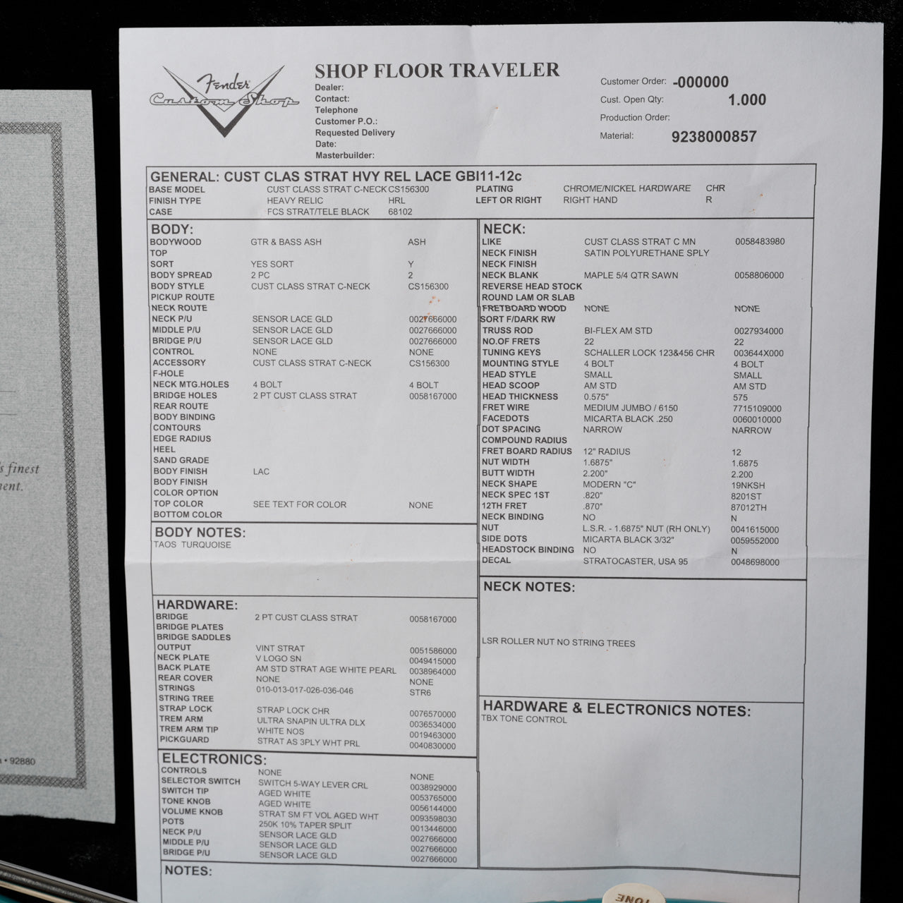 Fender Custom Shop Custom Classic Heavy Relic Stratocaster 2011 - Taos Turquoise