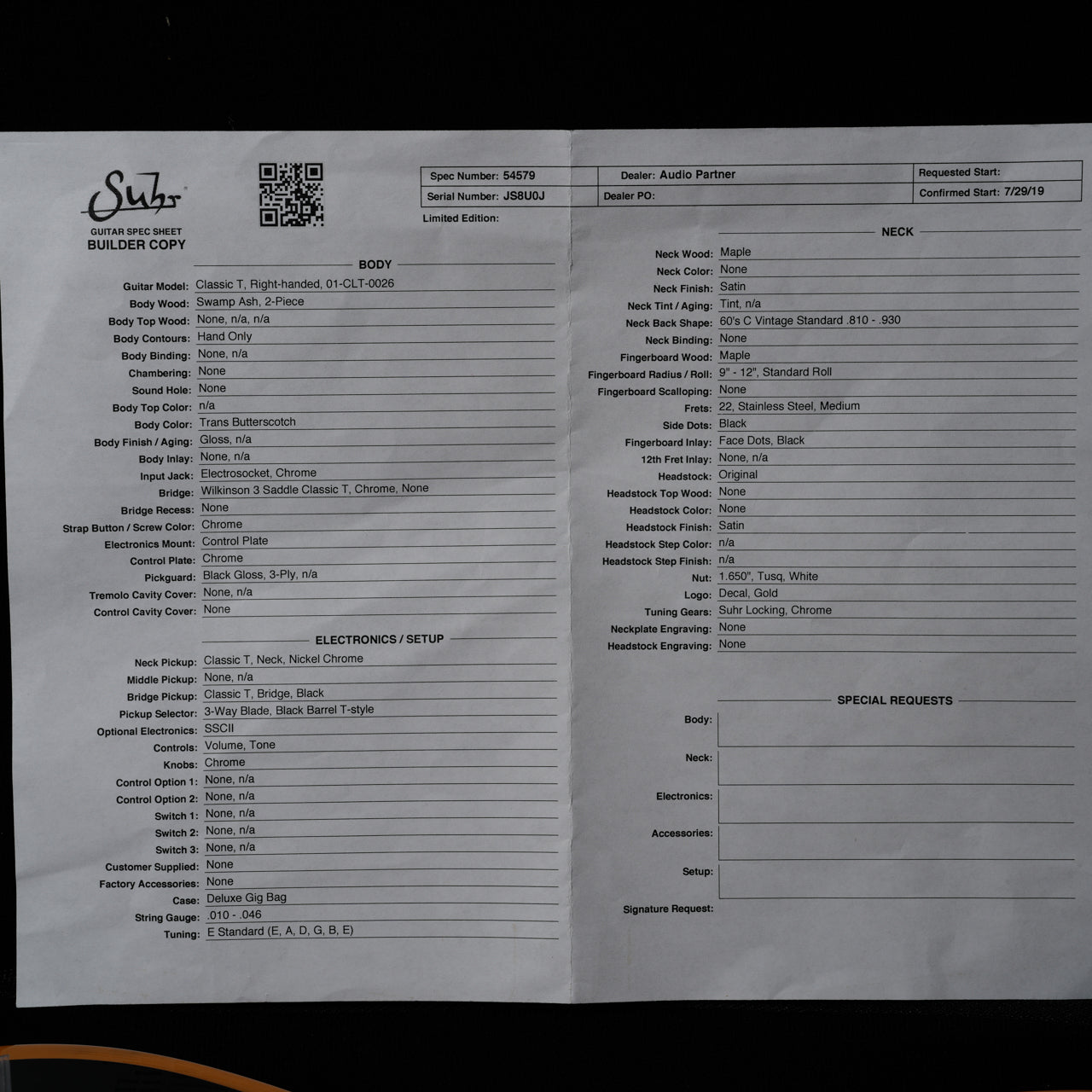 Suhr Classic T - 2019 - Butterscotch Blonde