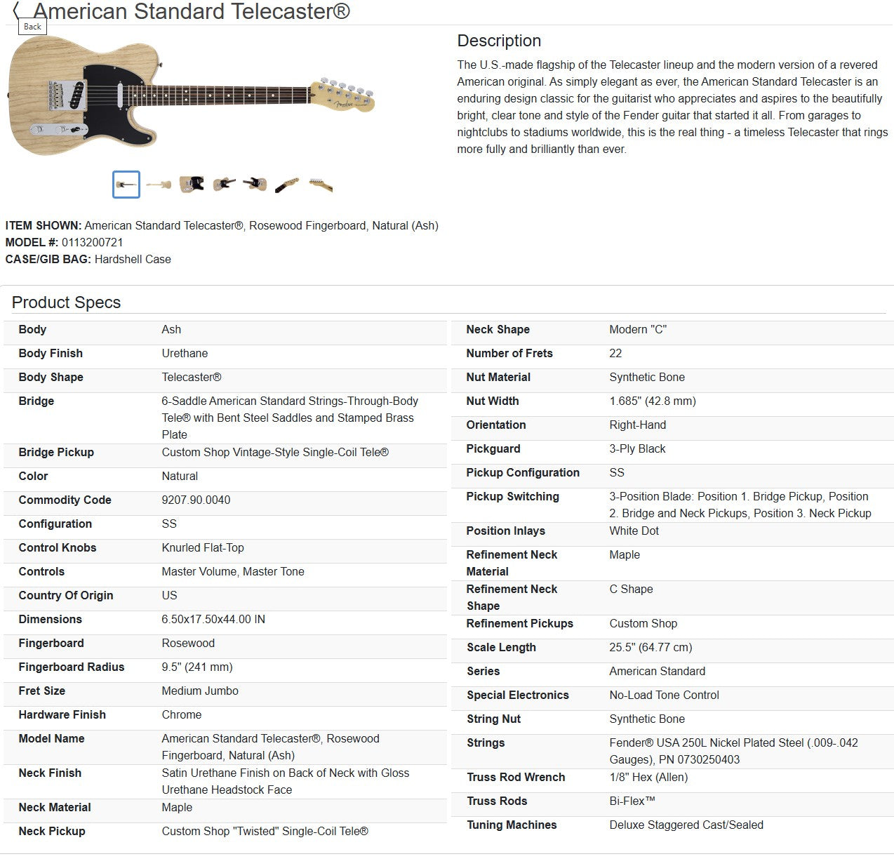 Fender American Standard Telecaster with Rosewood Fretboard 2014 - Natural