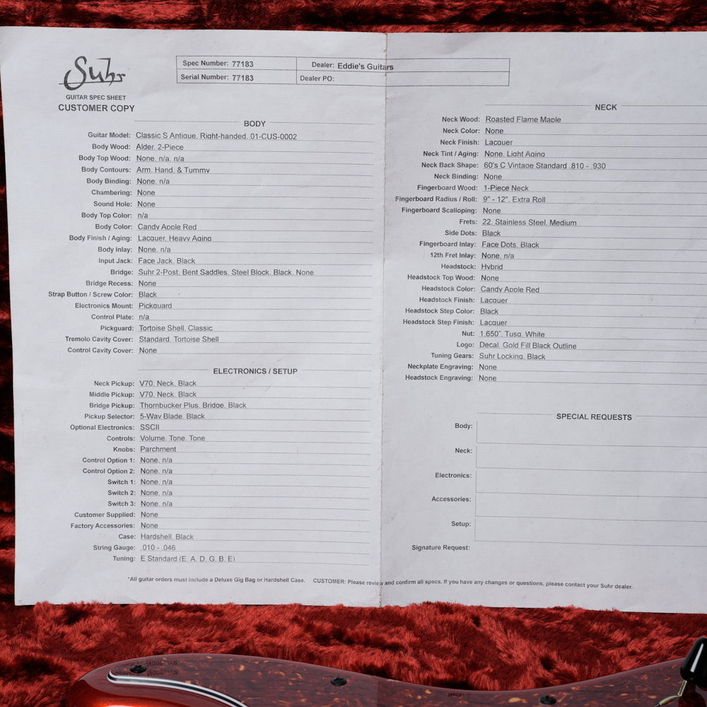 Suhr Classic S Antique Roasted HSS 2023 - Candy Apple Red