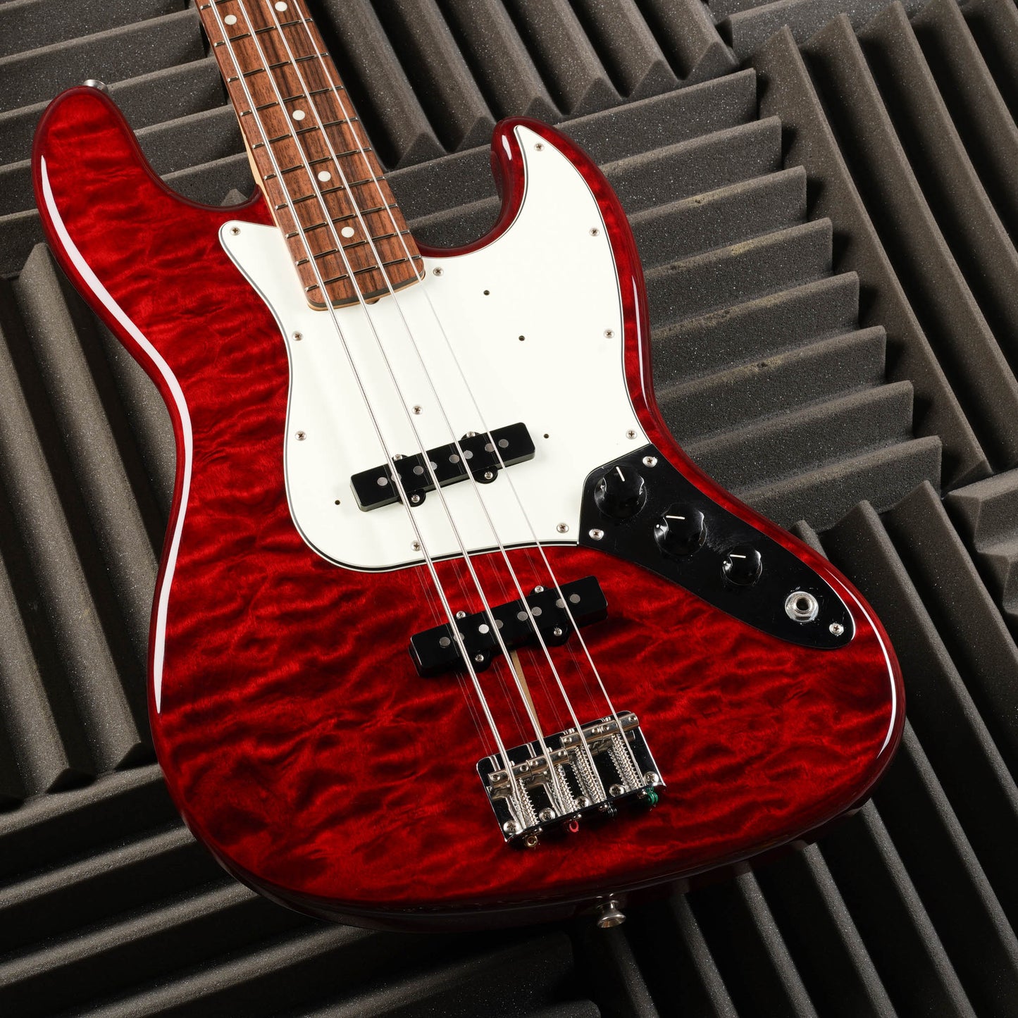 Fender FSR MIJ Hybrid 60s Jazz Bass Quilt Top 2018 - Transparent Red