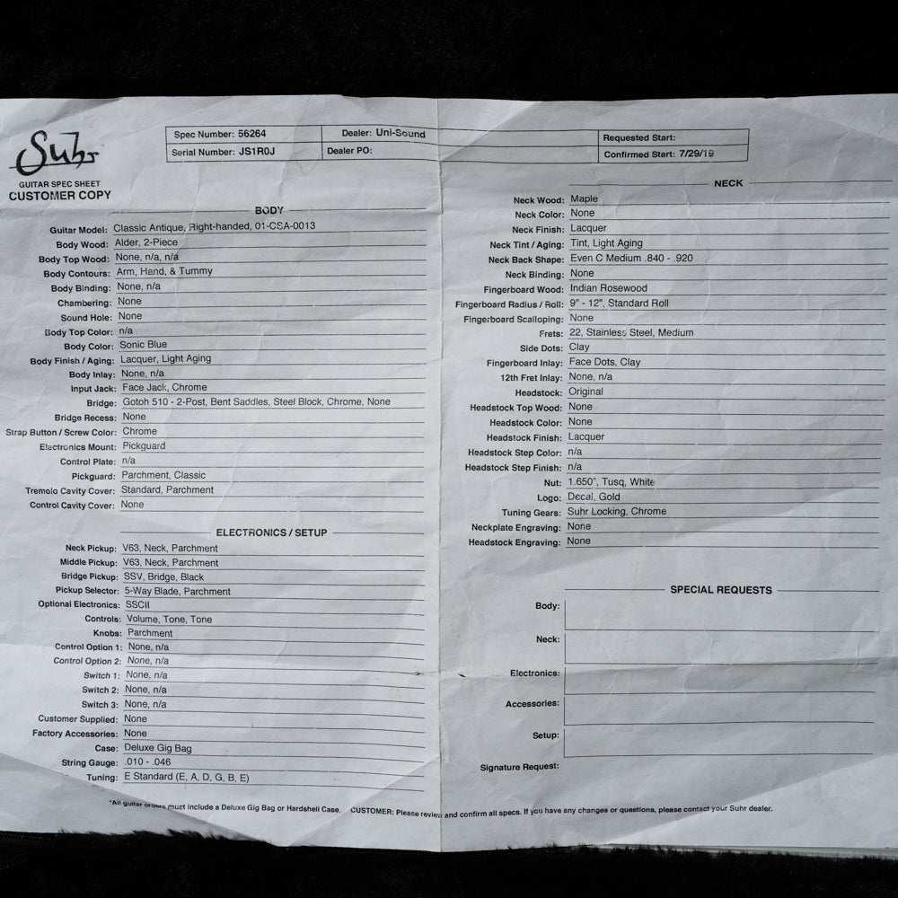 Suhr Classic S Antique HSS with Rosewood Fretboard 2019 - Sonic Blue