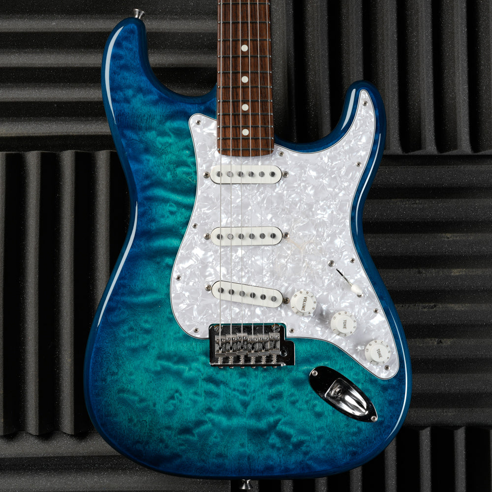 Fender MIJ Hybrid II Stratocaster QMT 2024 Collection 2024 - Aquamarine