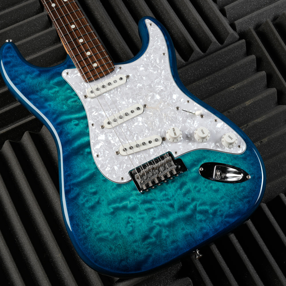 Fender MIJ Hybrid II Stratocaster QMT 2024 Collection 2024 - Aquamarine