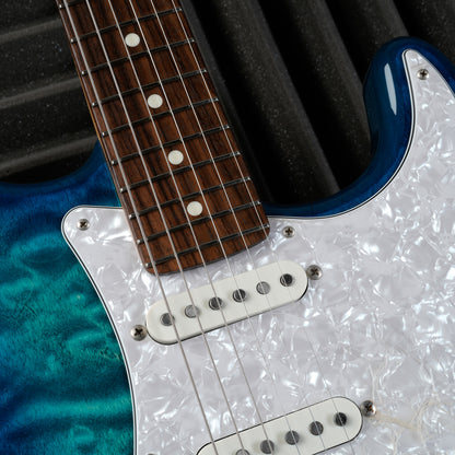 Fender MIJ Hybrid II Stratocaster QMT 2024 Collection 2024 - Aquamarine