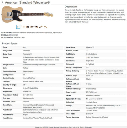 Fender American Standard Telecaster with Rosewood Fretboard 2013 - Natural - Electric Guitar