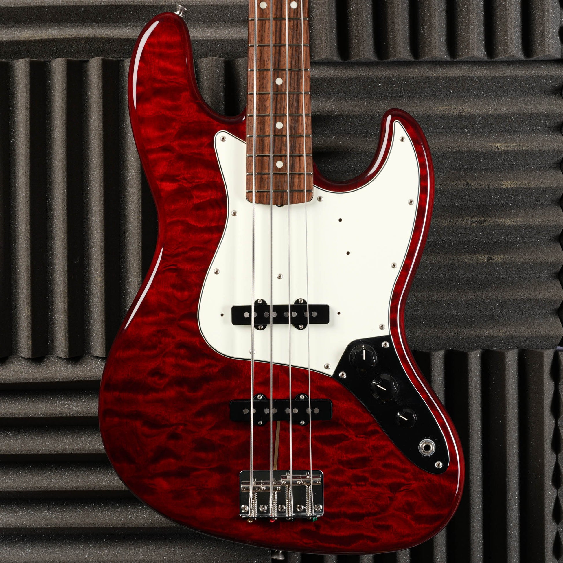 Fender FSR MIJ Hybrid 60s Jazz Bass Quilt Top 2018 - Transparent Red